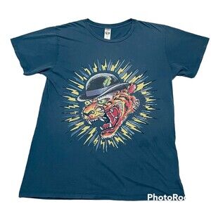 Ed Hardy by Christian Audigier Tiger Head Bowler Large Blue T-Shirt